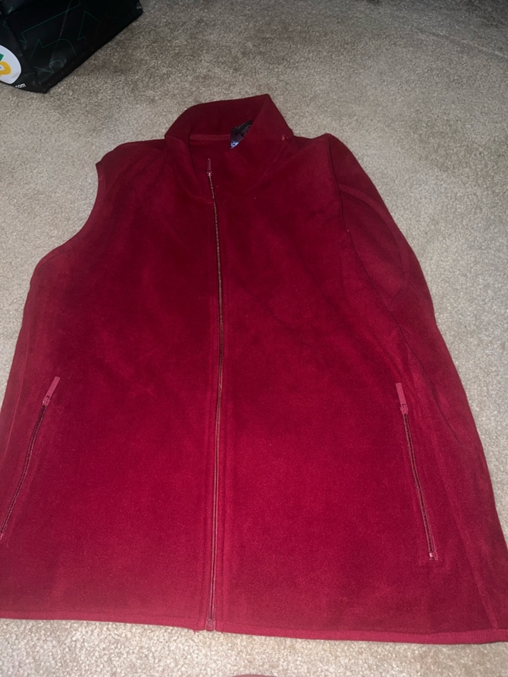 Men's Deep Red Zip-Front Fleece Vest